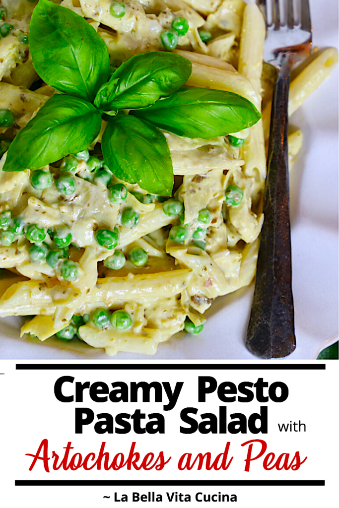 Creamy Artichoke, Pea, and Pesto Pasta Salad