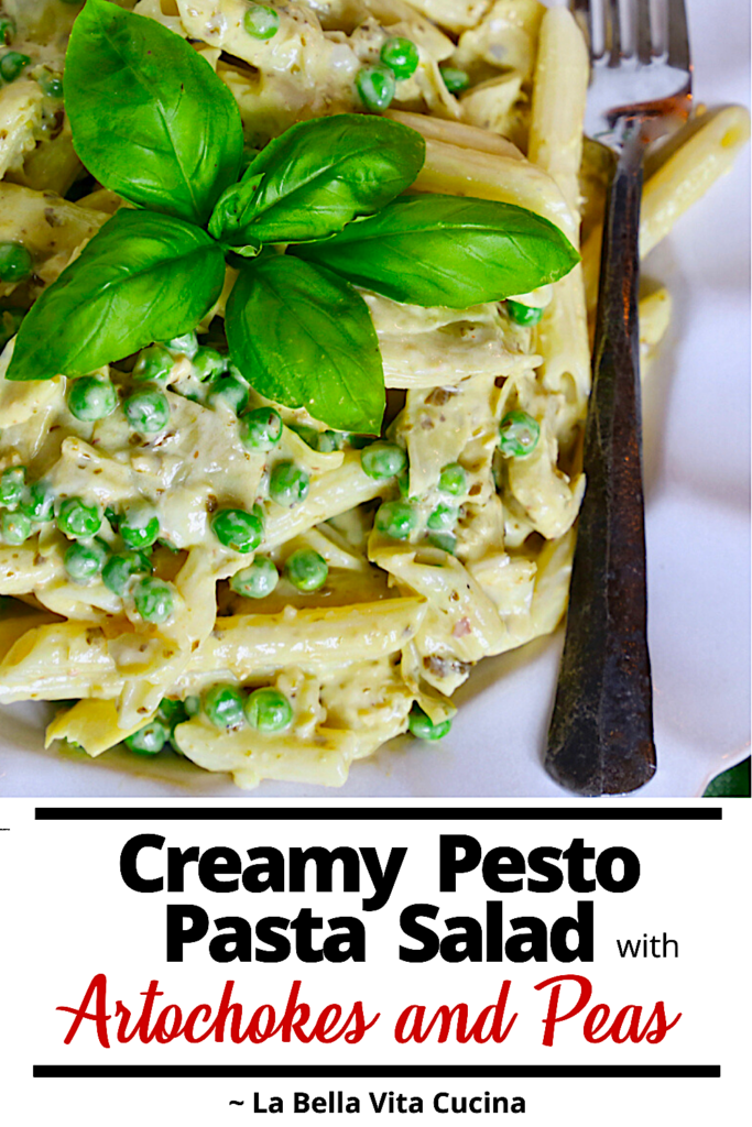 Creamy Artichoke, Pea, and Pesto Pasta Salad 