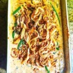 green bean casserole with porcini, parmesan, and pancetta