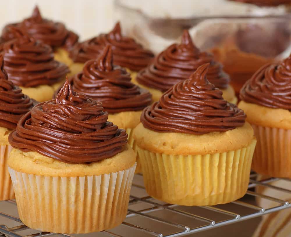 Easy One Layer Yellow Cake with Chocolate Nutella Frosting
