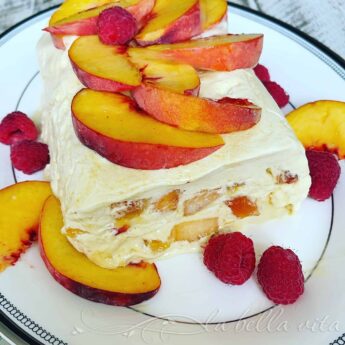 Peach Semifreddo with Raspberries and Honey Drizzle | La Bella Vita Cucina