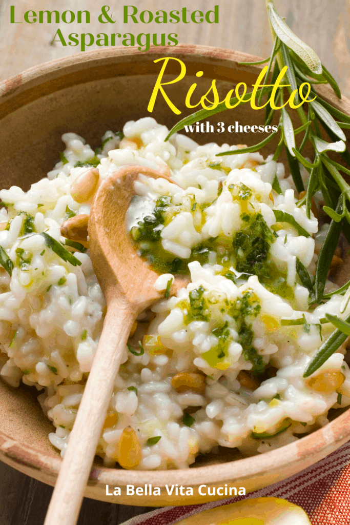 Lemon Risotto with Roasted Asparagus and Three Cheeses