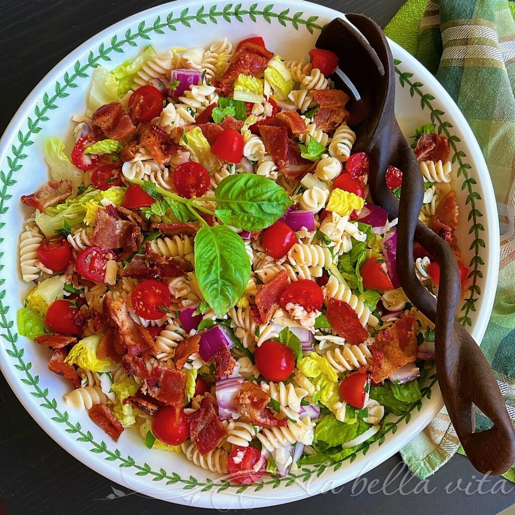 Bacon, Lettuce, Tomato Italian Pasta Salad | La Bella VIta Cucina