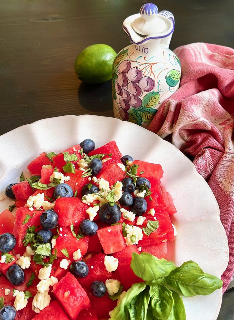 Watermelon, Blueberry, and Gorgonzola Salad