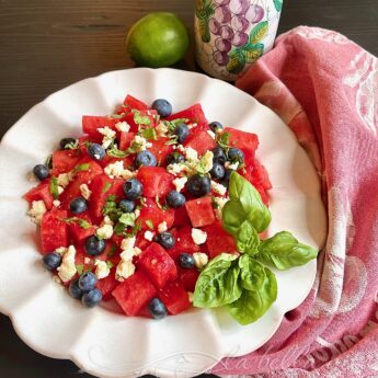 Watermelon, Blueberry, and Gorgonzola Salad