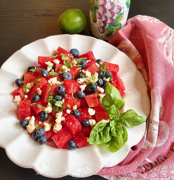 Watermelon, Blueberry, and Gorgonzola Salad