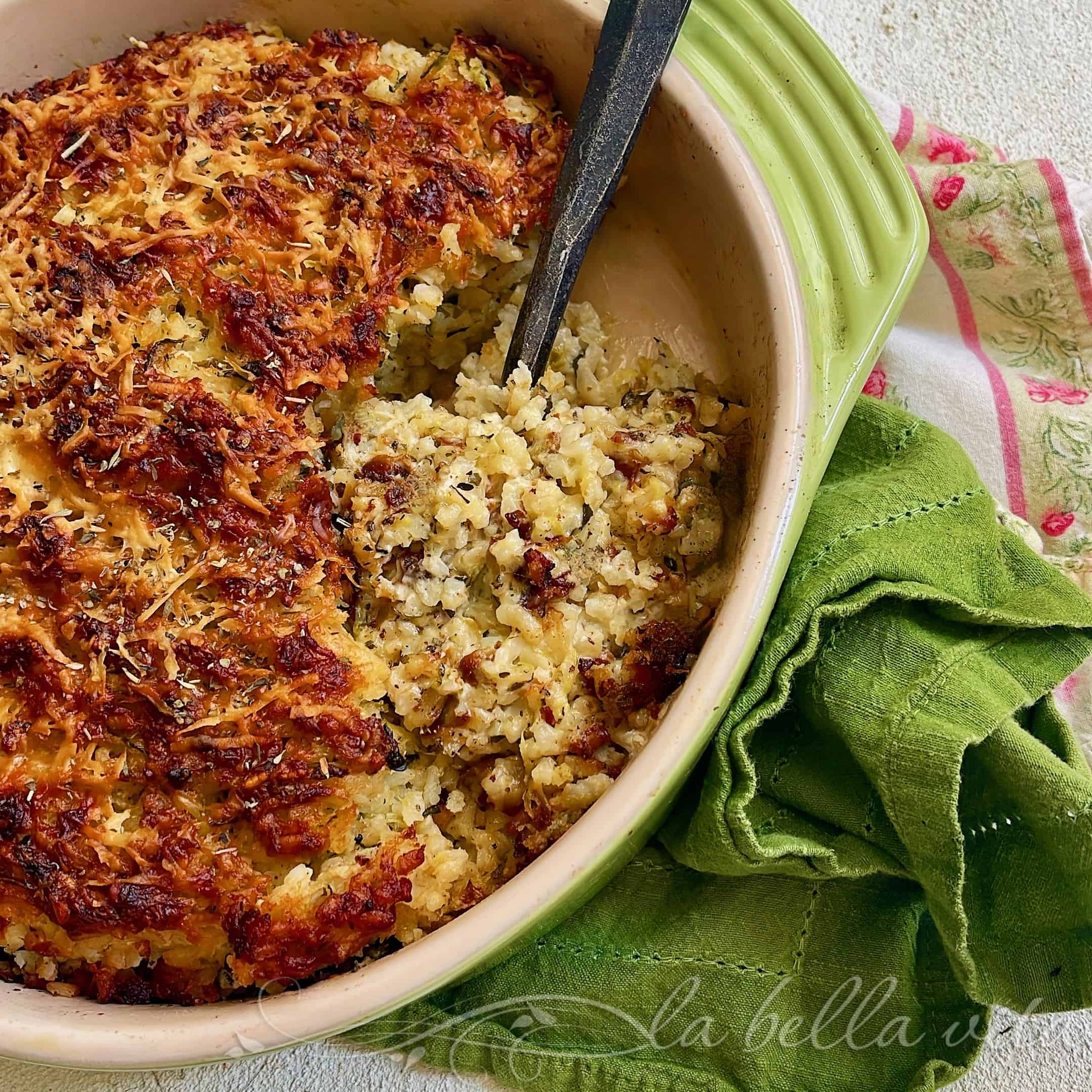 Creamy Parmesan Zucchini and Rice Casserole | La Bella Vita Cucina