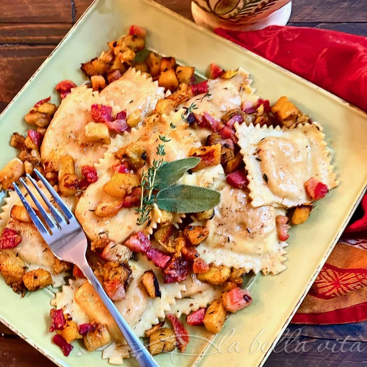 Butternut Squash Ravioli in Brown Butter and Pancetta | La Bella Vita ...