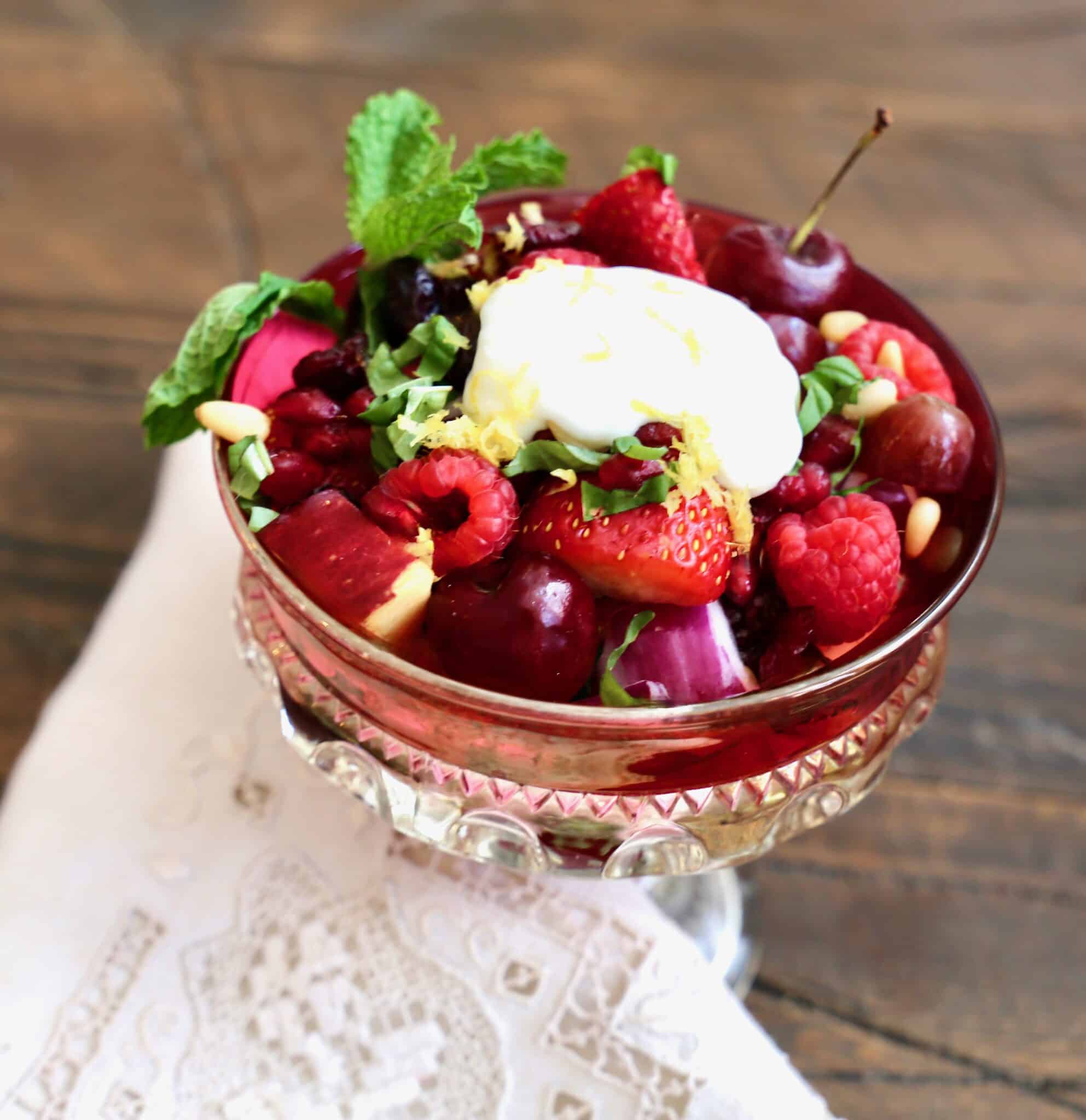 Red Fruit Salad with Lemon Cream Light and Healthy La Bella Vita Cucina