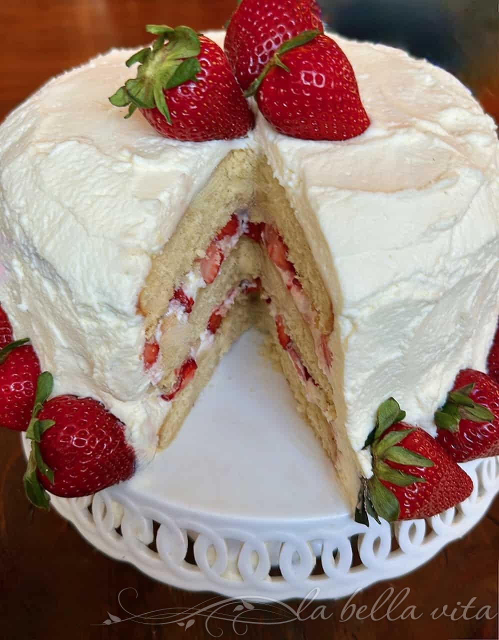 Strawberry Cake with Sweet Mascarpone Cream La Bella Vita Cucina